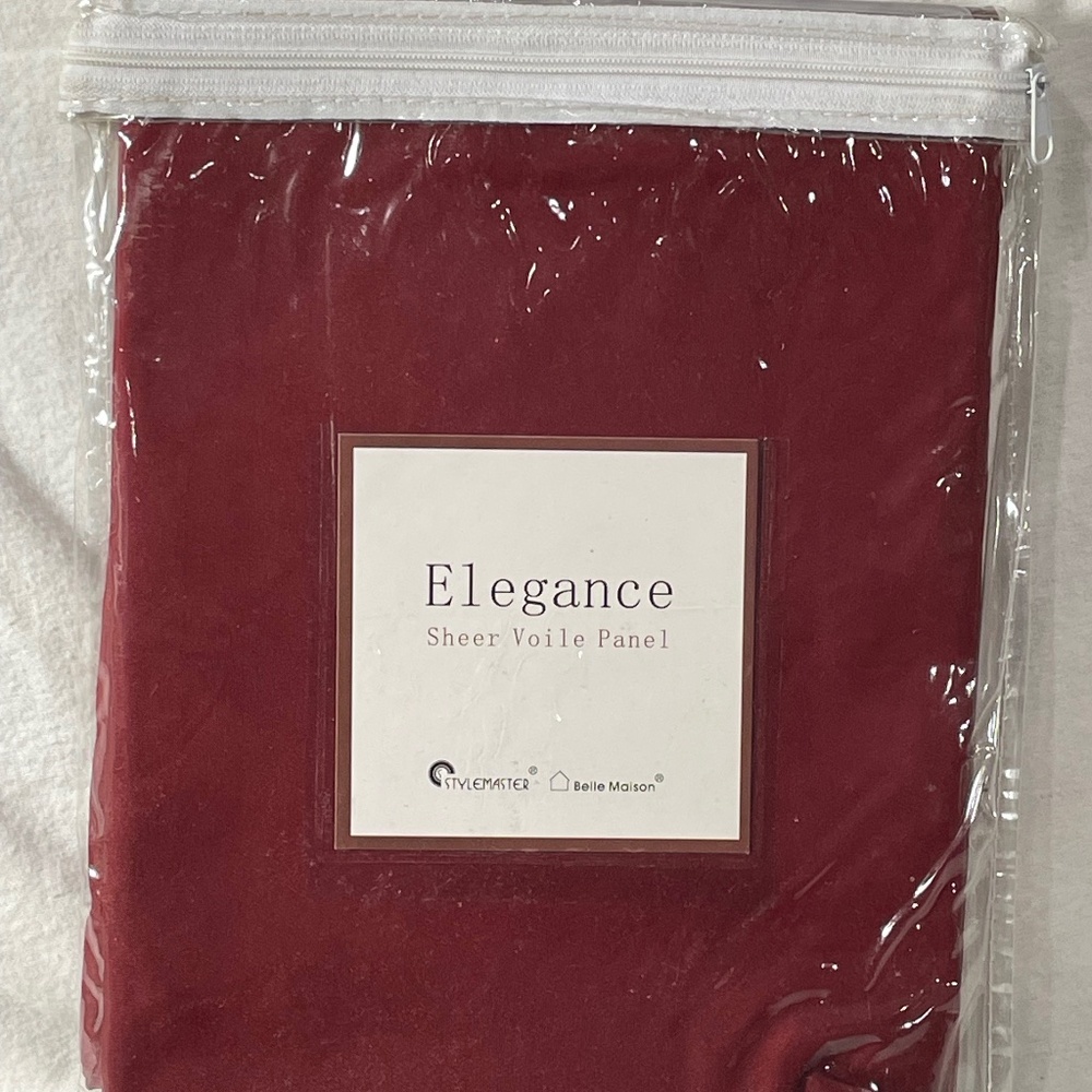 Claret Red Elegance Sheer Voile Panel Curtain NEW 60"x 63"